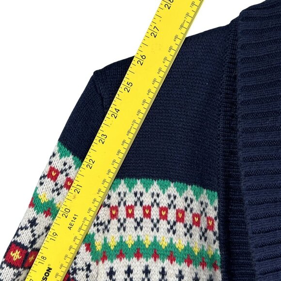 Talbots Womens L Fair Isle Shawl Collar Cardigan Sweater Soft Cozy Cotton Blend - Picture 12 of 16